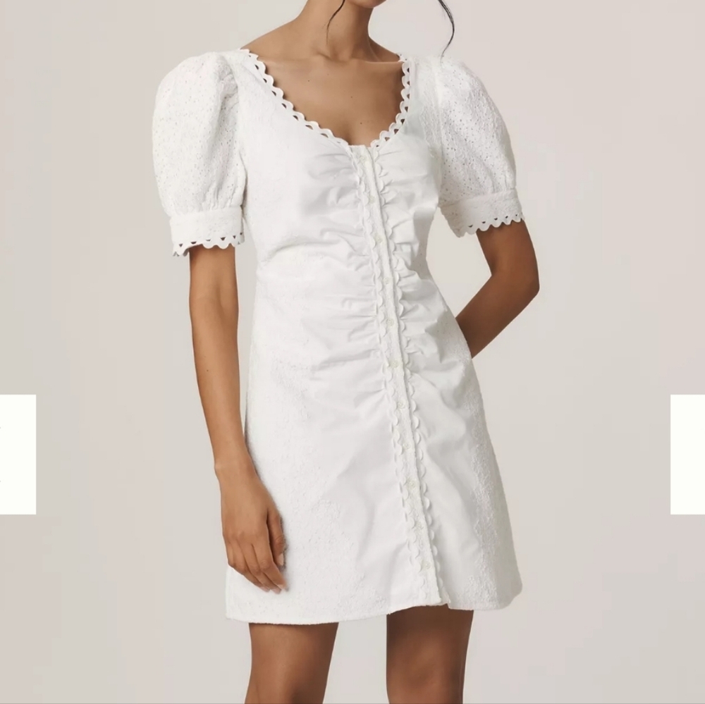 Anthropologies Forever That Girl Puff Sleeve Scoop Neck Mino Dress Small